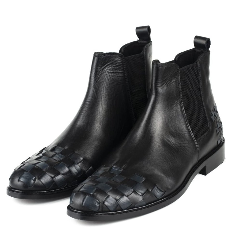 IDOL Mens Black Leather Chelsea Boots